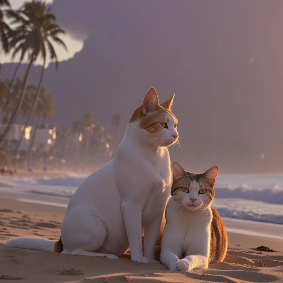 Cats relaxing together